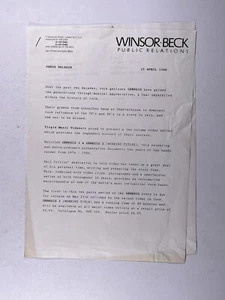 Genesis Press Release Phil Collins Virgin Music Video Promotion 25th April 1988 - Picture 1 of 12
