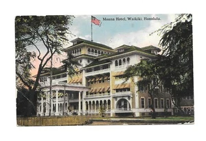 Vintage Postcard WAIKIKI HONOLULU Hawaii MOANA HOTEL 1913 PPIE Fair cancel - Picture 1 of 2