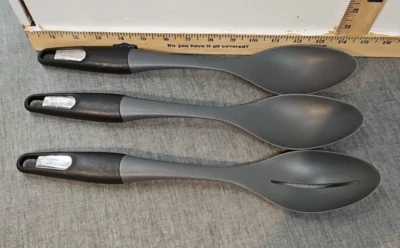 3 GOOD COOK NYLON PLASTIC SOLID SERVING COOKING SPOONS - 1 is Slotted 14" long - Image 1 of 4