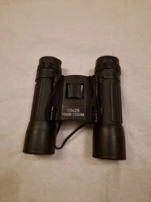 Binoculars 10x25 Compact Lightweight Pocket Black With Straps Bird Watching - Image 1 of 4