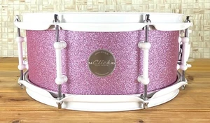 Click Icon 5.5x13 10ply Maple Snare Drum Pink Satin Sparkle - Picture 1 of 8