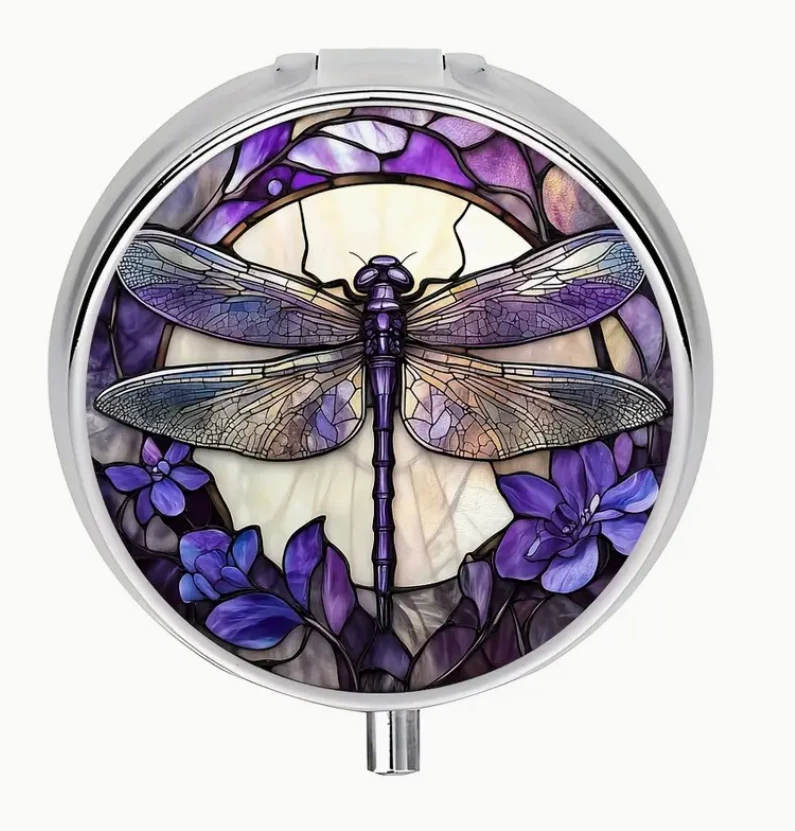 💜🪻 Metal Purple Dragonfly Pill Box | Meds • Vitamins • Herb Organizer 🐉✨ - Image 1 of 4