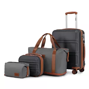 4PCS Set ABS Suitcase Cabin Hand Hard Shell Luggage Vanity Case With Travel Bags - Picture 1 of 33
