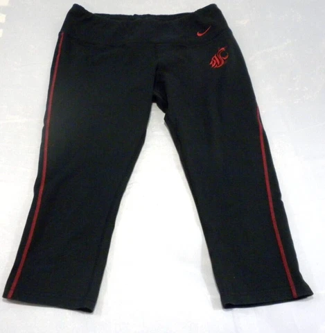 Nike WSU Cougars Women's Capri Leggings Medium Black Crimson Dri-Fit Athletic Cover