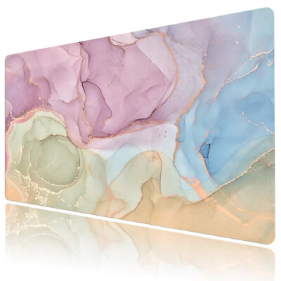 Pastel Marble Mouse Pad Pink and Blue Desk Mat for Keyboard and Mouse Desk Pad - Image 1 of 4