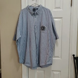 Karl Kani Jeans Men Stripe Blue Stripes Button Down Shirt 4X SS Nautical Coastal - Picture 1 of 7