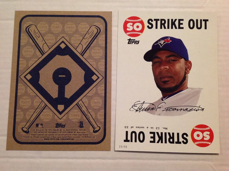 EDWIN ENCARNACION #12 Blue Jays #ed/99 made 2015 topps 5x7 Archives 1968 Retro - Image 1 of 1