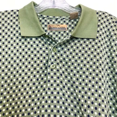 Винтажная рубашка-поло в горошек размер M шелк рокабилли 70-е 60-е 50-е Rat Pack опрятная для гольфа - Изображение 1 из 4