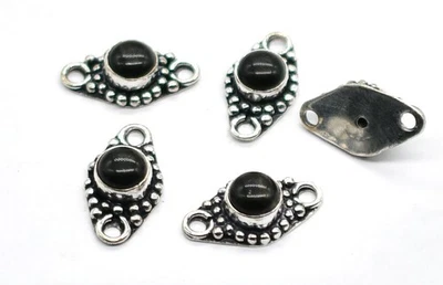 2 шт. 20X11 мм черный оникс соединитель подвеска 2 петли ободок антикварный посеребренный A29 - Изображение 1 из 3