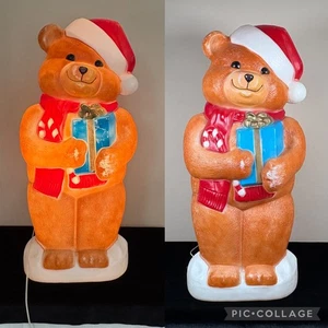 Vintage 35" Empire Blow Mold Santa Claus Teddy Bear Present  Candy Cane Lighted - Picture 1 of 16