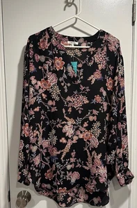 Maurices Floral Long Sleeve Blouse Size XXL Button Cuff NEW WITH TAGS - Picture 1 of 4