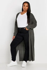 Yours Curve Women's Plus Size Cable Knit Maxi Cardigan - Picture 1 of 8