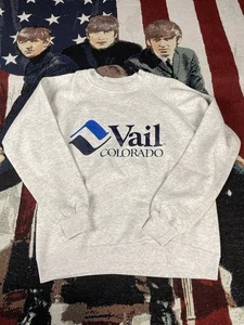 Vintage Vail Colorado Sweatshirt Herren Large grau Spellout Ski 90s - Bild 1 von 6