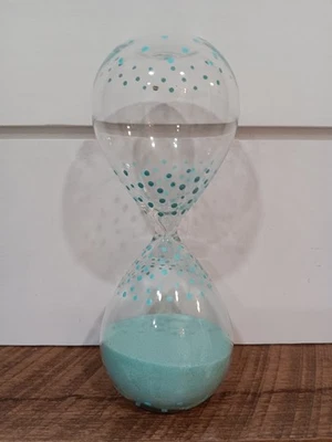 Reloj de arena decorativo pintado a mano verde azulado lunares vidrio temporizador ~ 30 minutos Foto 1 de 4
