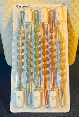 Baby Pacifier Clip, 6 Pack Silicone Pacifier Holder with One Piece Design for Ba - Image 1 of 4