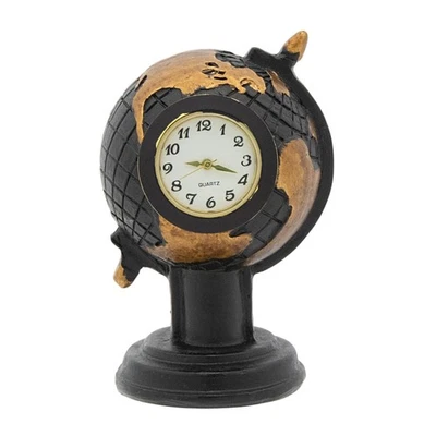 Figura Globo Mundo Resina Retro Miniatura 2-1/2" con Reloj Cuarzo Foto 1 de 4