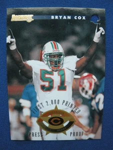 Donruss 1996 fútbol prueba de prensa Bryan Cox Miami Dolphins #123 - Imagen 1 de 2