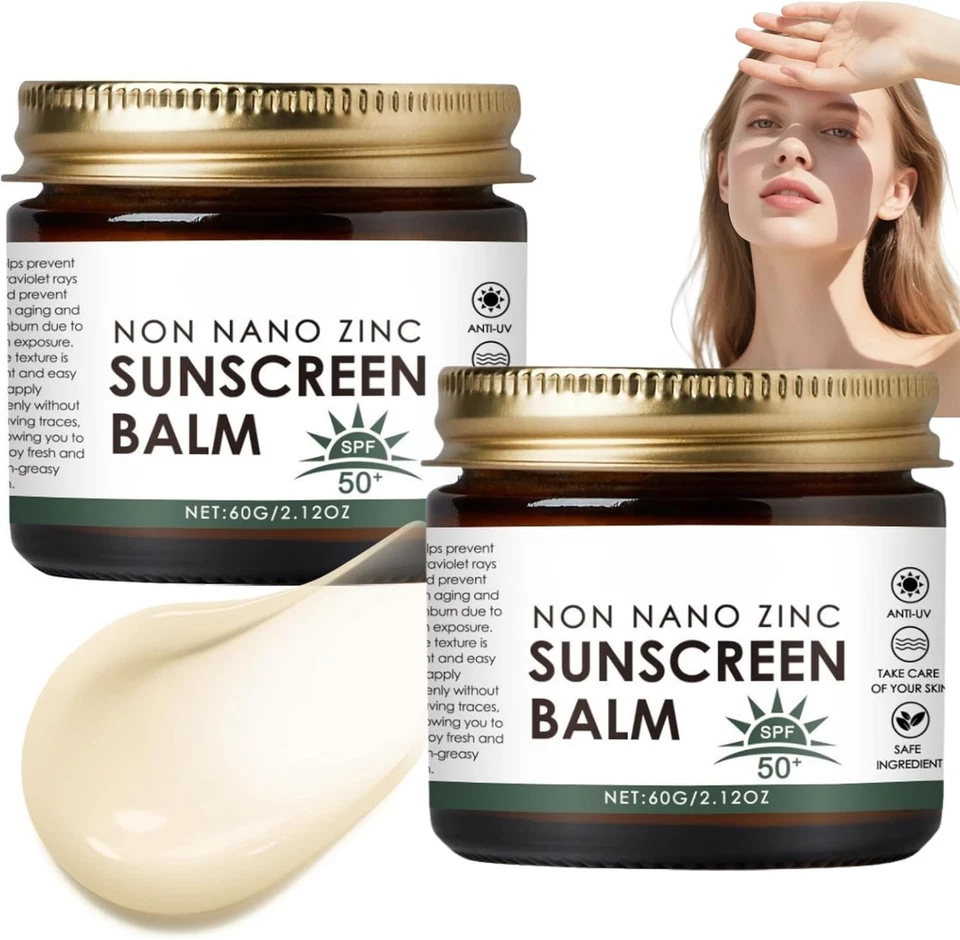 TONGYEND 2Pcs Non Nano Zinc Oxide Sunscreen Balm - Natural Tallow Sun Cream