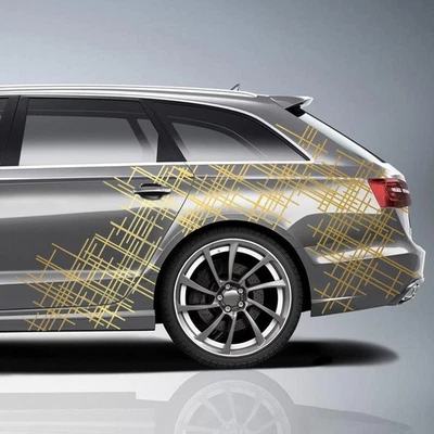 Set Di 6 Adesivi Per Auto Griglia "Oro Metallico" 60x60cm Pellicola KX076-02 - Immagine 1 di 4