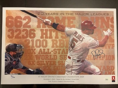Albert Pujols St. Louis Cardinals O'Night Divine 2020 Print Autograph JSA COA - Image 1 of 3