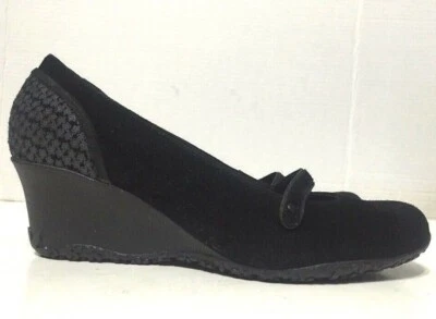 Туфли-лодочки на танкетке Merrell Petunia модель Mary Jane без шнуровки черные замшевые женские размер 9,5 - Изображение 1 из 4