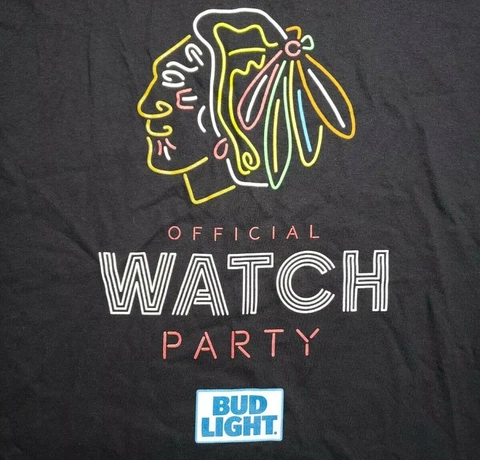 Retro NHL Chicago Blackhawks " Official Watch Party " Men's XL T-Shirt Cover