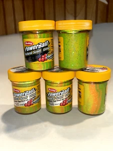 5 JARS- POWERBAIT TROUT FISHING DOUGH BAIT NATURAL SCENT GLITTER  (RAINBOW) B1 - Picture 1 of 2