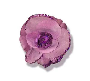STOCK 8 Rose Viola in Velluto con Mollettina Decorazione Natalizia o Home Decor - Imagen 1 de 1
