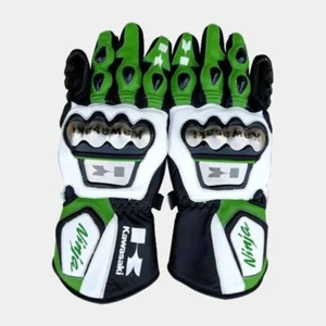 KAWASAKI NINJA Motociclista Motocicleta Guantes de Cuero Moto Carreras Guantes de Cuero - Imagen 1 de 2