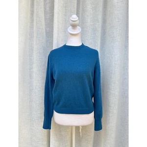 1960 Schiaparelli Paris türkisblau Rundhals Strickpullover - Bild 1 von 7