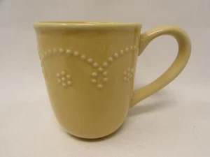Fontinella Yellow by Food Network Mug Yellow, Embossed Beaded Swirls, b232 - Picture 1 of 2