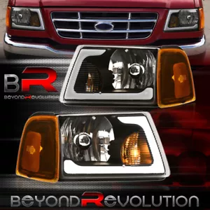 For 2001-2011 Ranger LED DRL Black Headlight + Amber Corner Signal Lamp Assembly - Picture 1 of 6