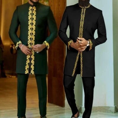 Musulmanes Árabes Hombres Tradicionales Jubba Thobe Étnicos Blusa Pantalones Boda Fiesta Trajes Foto 1 de 4