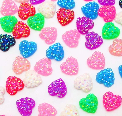 50Pcs Mini(12Mmx12Mm) Heart Shape Sparkle Resin Buttons Flatback Love Buttons Fl - Image 1 of 4