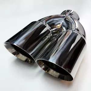 5" DUAL 6" DIESEL EXHAUST TIP 5.00" STAINLESS STEEL POLISHED CHROME MITER STACK - Picture 1 of 4