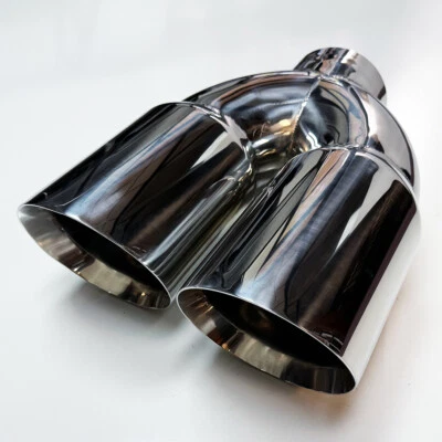 5" DUAL 6" DIESEL EXHAUST TIP 5.00" STAINLESS STEEL POLISHED CHROME MITER STACK - Image 1 of 4