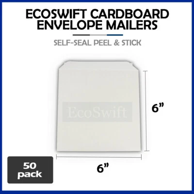 Sobres de cartón planos para envío de fotos CD/DVD EcoSwift blancos 50-6 x 6 6 6x6 Foto 1 de 4
