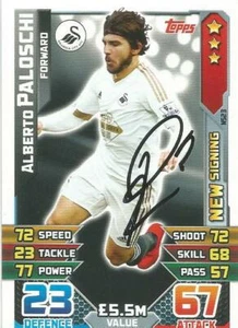 ALBERTO PALOSCHI SIGNED SWANSEA 2015/2016 MATCH ATTAX TRADING CARD+COA - Picture 1 of 1