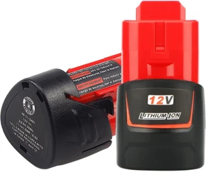 2 Pack 12V 3.0Ah Replacement Battery Compatible with Milwaukee 3Ah 48-11-2401... - Picture 1 of 1