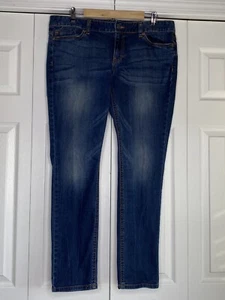 Mossimo Jeans Women's Premium Denim Skinny Low Rise Distressed Whiskers Blue 14S - Picture 1 of 3