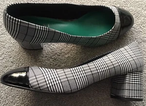 Next Ladies Black & White Check Block Heel Court Shoes BNWT UK 6.5 - Picture 1 of 5