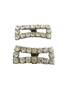 Vintage Art Deco Pot Metal and Rhinestone Shoe Clips - Picture 1 of 7