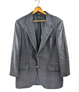 Cappotto sportivo Barrister 100% capelli cammello Wolf Brothers Glen Plaid USA uomo taglia 44R - Foto 1 di 12