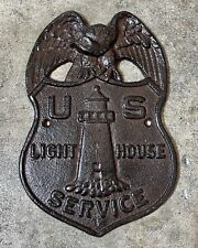 U.S. Lighthouse Service Shield Brown Cast Iron Wall Sign, 8.25” x 6”