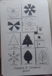 Stampin Up SHAPES & SHADOWS Wood Mount 12 Stamp Set ~ Retired 2004 - Picture 1 of 2