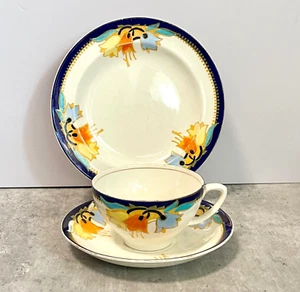 Rare Vintage Tea Cup Saucer Bursley Ware Flowers Art Deco HG Wood Rhead Interest - Picture 1 of 24