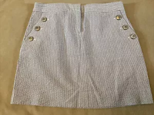 J Crew Minifalda 0 Mujer Azul Marino Rayas Botón Acentos - Imagen 1 de 3