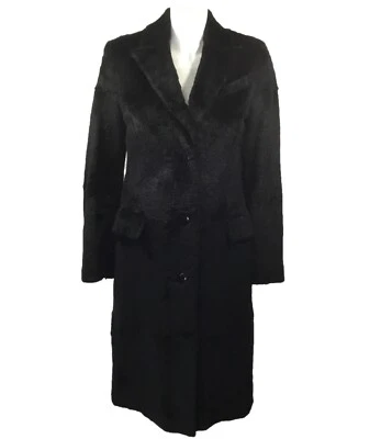 Abrigo negro vintage de piel de conejo SALVATORE FERRAGAMO de segunda mano, talla 8 Foto 1 de 3