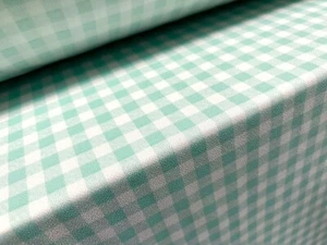 Valentino Scuba Spandex Crepe Jersey Fabric, Per Metre - Gingham Print - Mint - Picture 1 of 3