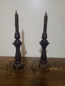 Primitive Battery Powered Brown Candle Sticks - Picture 1 of 3